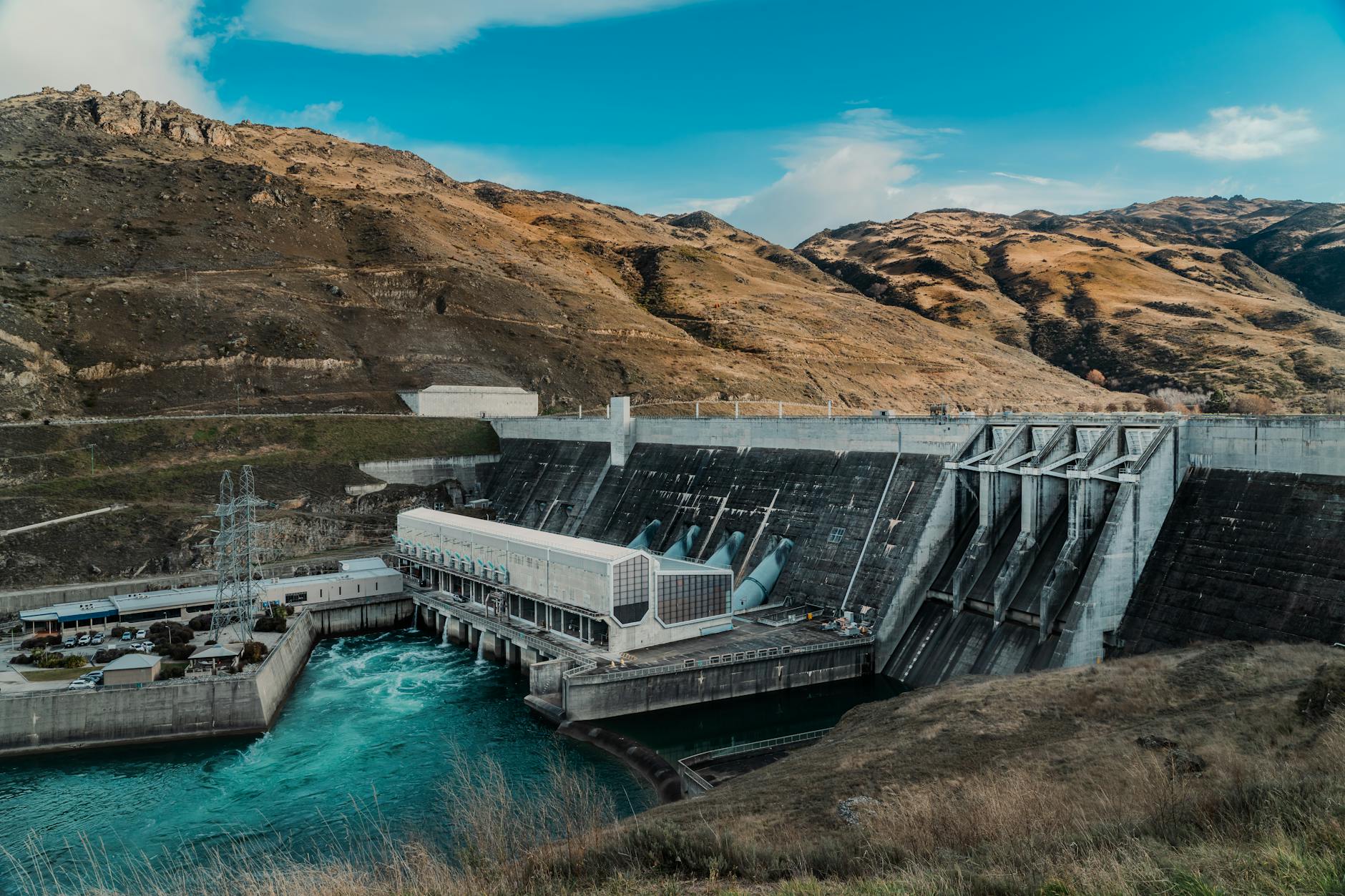 a large hydroelectric dam with a large water reservoir
