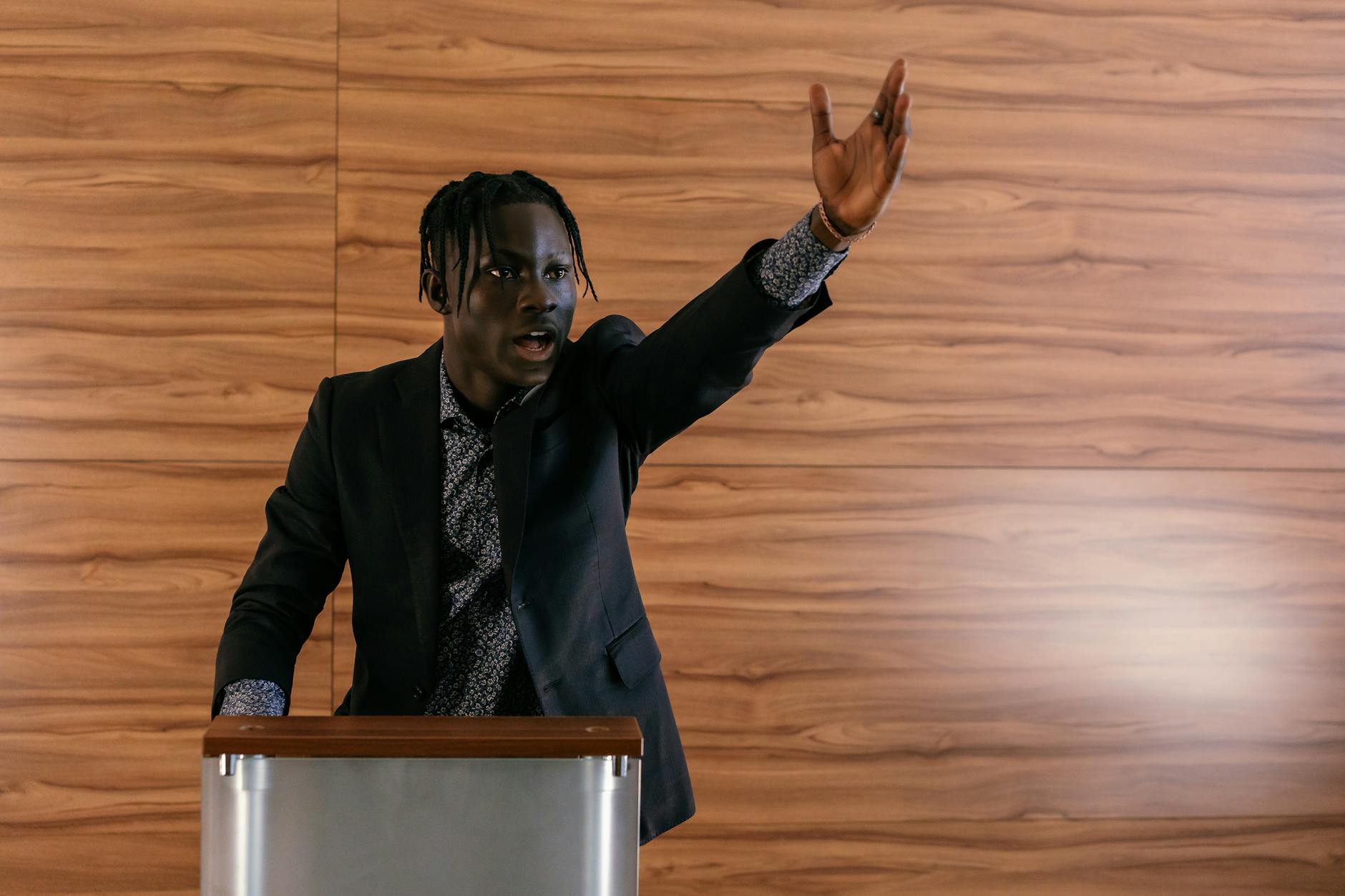 politician doing an inaugural speech